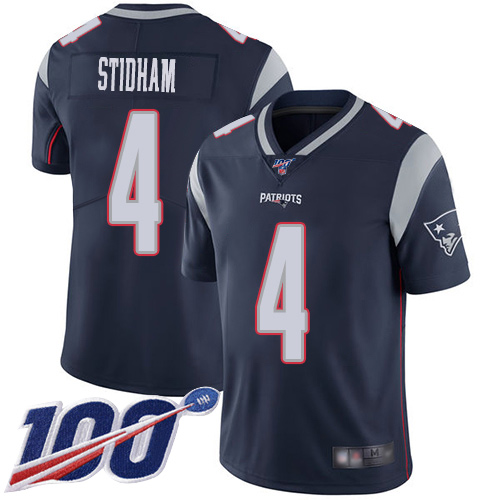 New England Patriots Limited Navy Blue Men #4 Jarrett Stidham Home NFL Jersey 100th Season->new england patriots->NFL Jersey